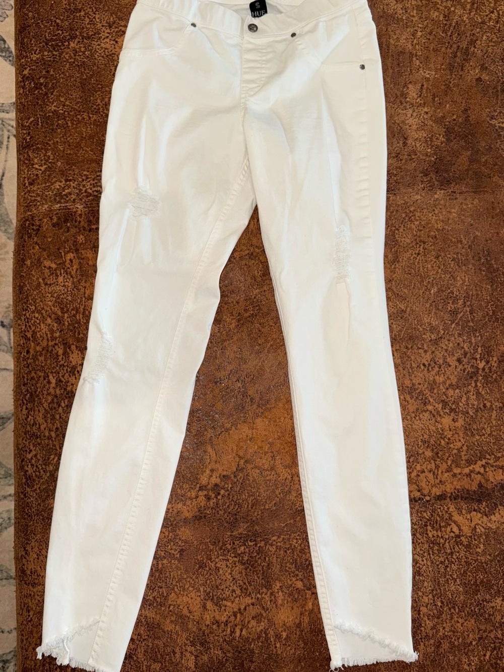 Hue White distressed jean leggings